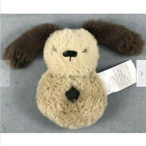 Little Miracles Brown Rabbit Bunny Dog Puppy Plush Rattle Ring Washable Baby Toy